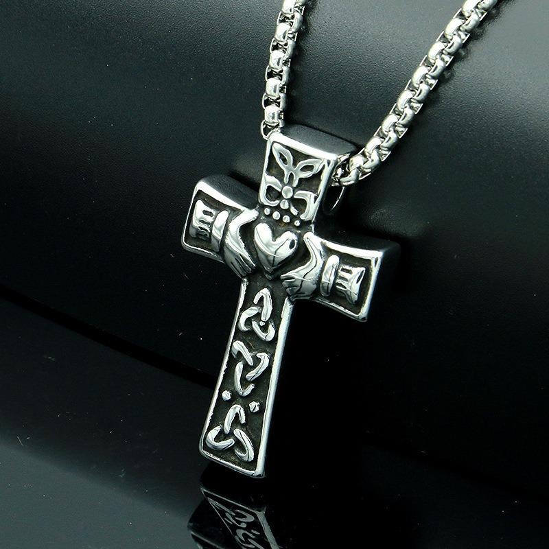European and American Fashionable Alloy Jewelry Pendant Cross Necklace, Retro Personalized Mens Pendant
