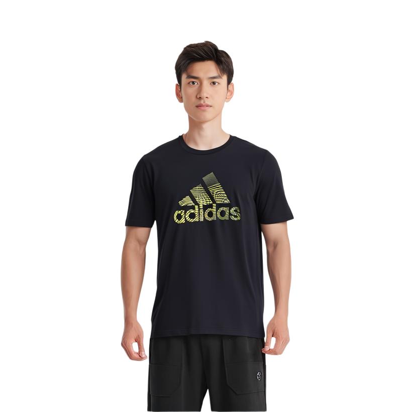 adidas Футболки Мужские Черные С Круглым Вырезом Умеренный Прямой Крой GL2399