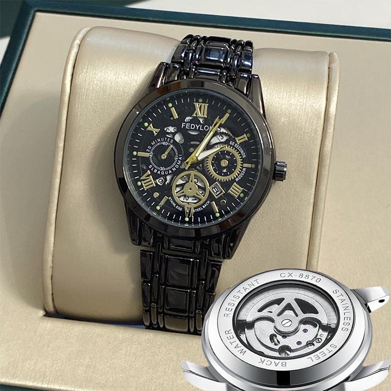 Механические часы с турбийоном, полностью автоматические, немеханические, мужские часы, водонепроницаемые, со светящимся стальным ремешком, мужские часы