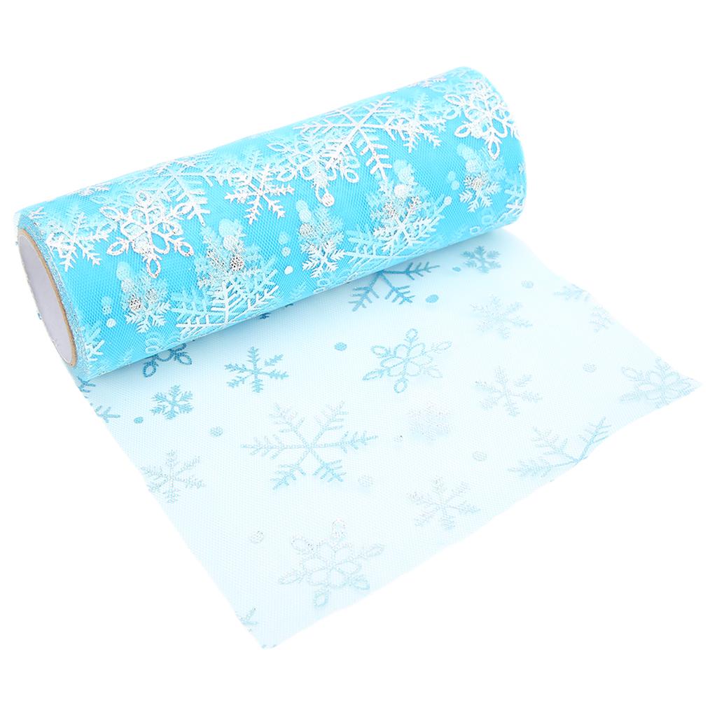 Tulle Rolls Shiny Glitter Delicate Soft Blue Printed Tulle Roll Gift Tie Party Table Decoration