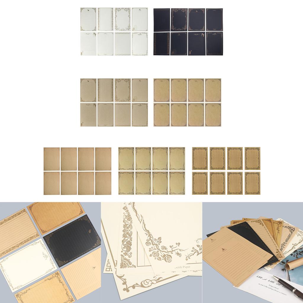 8 Sheets A5 Vintage Blank Kraft Letter Paper Retro Writing Paper A5 Lined Stationery Paper Letter Stationery Paper Set