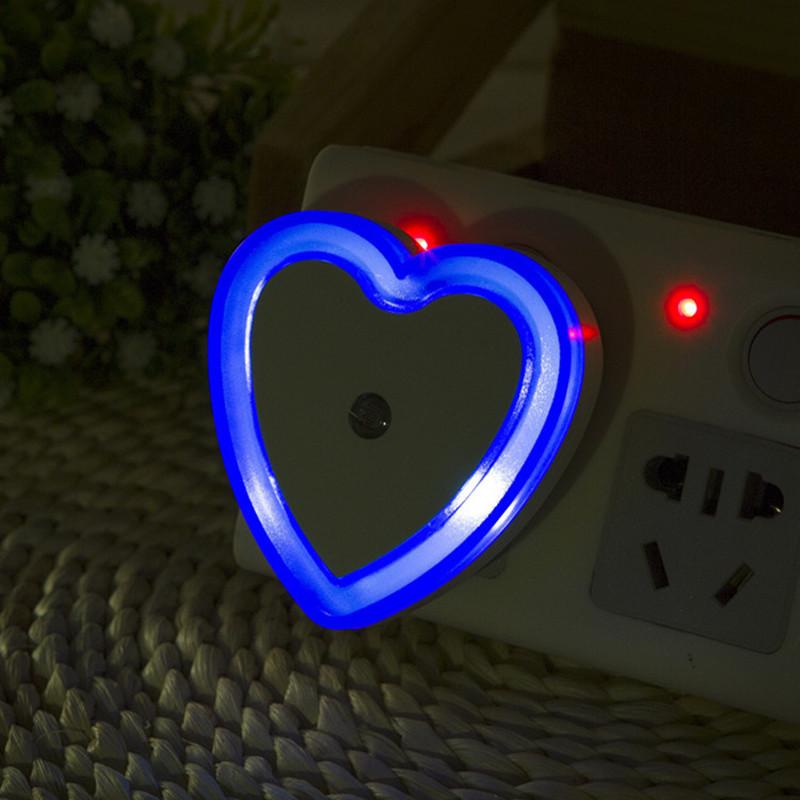 LED Mini Night Light EU/US Plug Light Sensor Heart Shape Nights Lamp For Kid's Room Bedroom Bedside Aisle Corridor 110V 240V