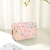 Women Makeup Bag Cosmetic Organizer Geometric Design Waterproof Stain-Resistant Large Capacity Zipper Closure Storage Pouch