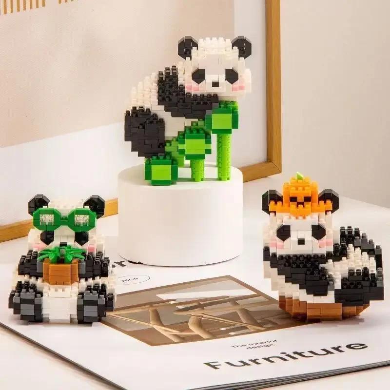 Non-Toxic Creative Mini Cute Panda Micro Building Blocks 3D Diamond Model Animals Bricks Diy City Construction Toys For Children Kids Gift