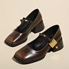 Fashion 2024 Women Summer New Gentle Retro Small Leather Shoes with Skirt Thick Mary Jane Shoes