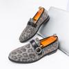 New Men's Leopard Print Pointed Leather Shoes One-pedal Business Casual Shoes British Style Hairdresser Formal Men's Shoes