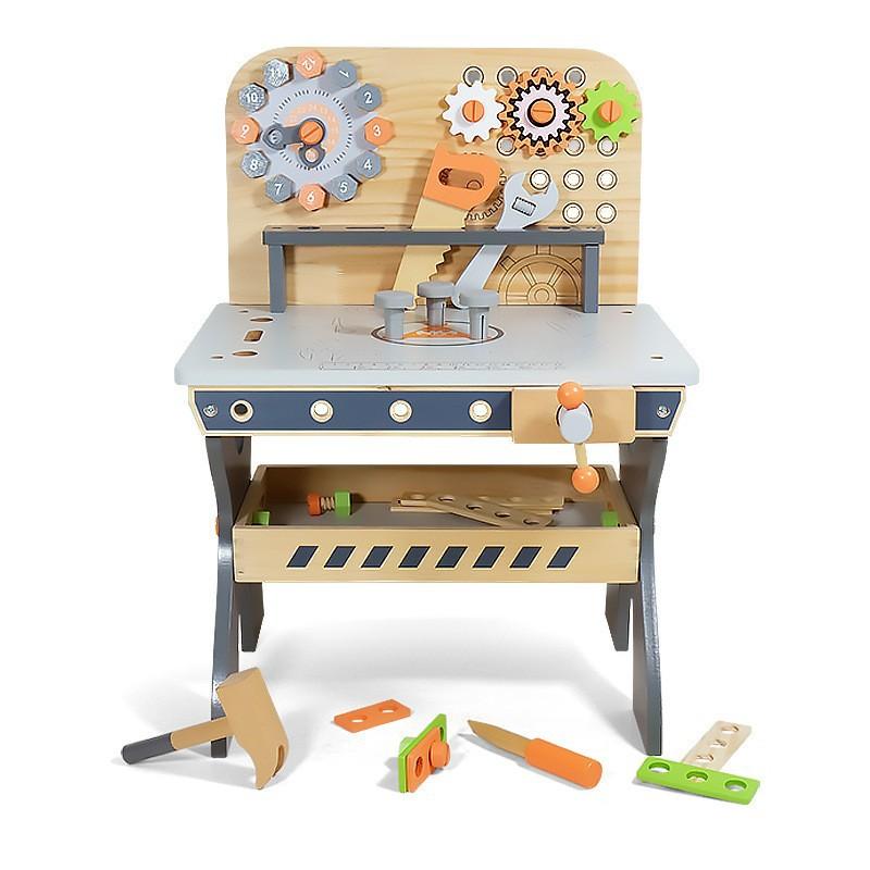 Baby Clock Cognitive Tool Table Simulation Screw Hammer Toolbox Disassembly and Assembly Wooden Play Home Educational Toys