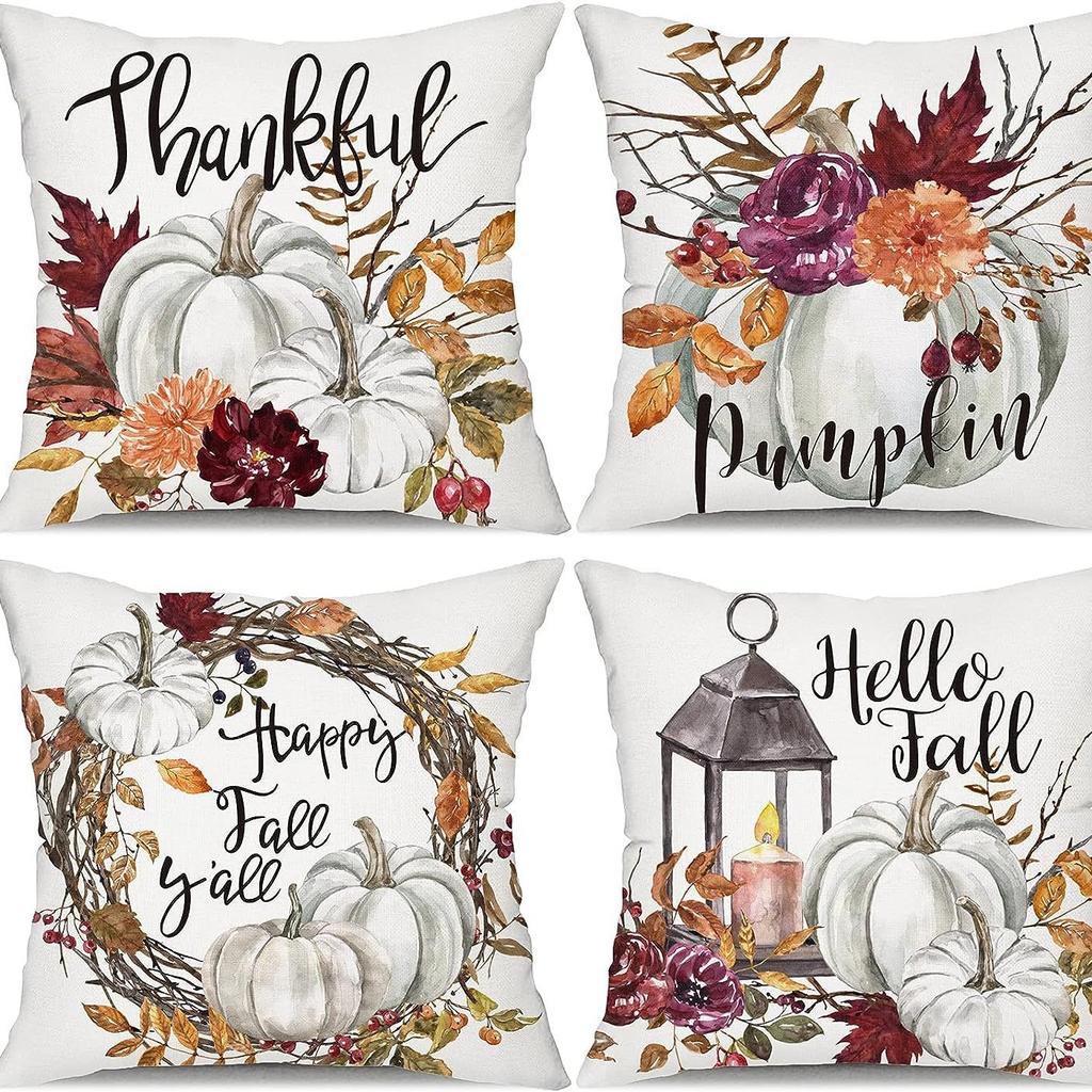 Autumn Thanksgiving Pumpkin Maple Car Line Printed Pillow Clothes Quilt Cover Room Decoration Sofa Cushion