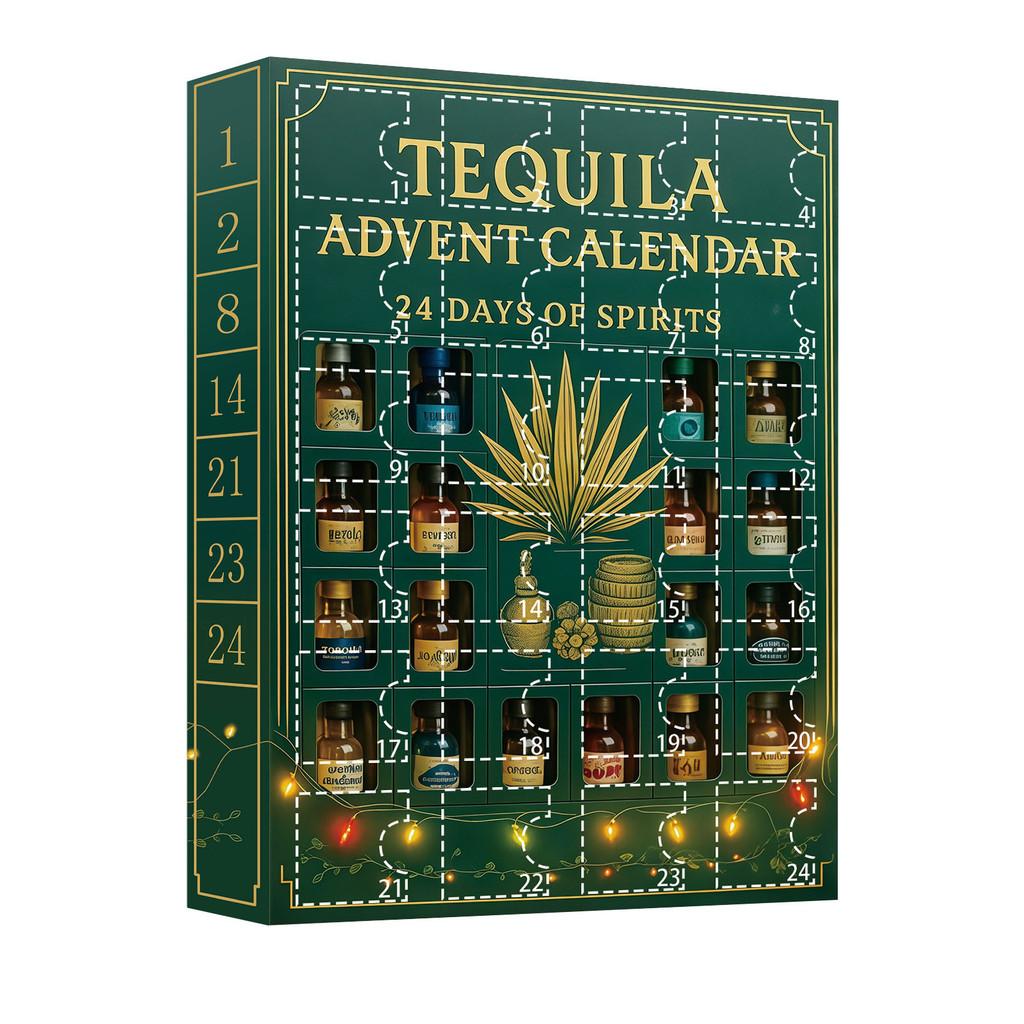 Бутылка текилы Рождественский адвент-календарь с акриловыми плоскими украшениями для обмена подарками на праздник