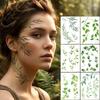 5 Sheets Long Lasting Green Leaf Temporary Tattoos Waterproof Makeup Stickers Body Art