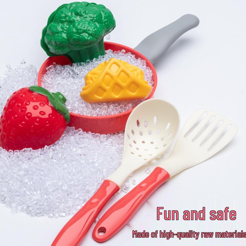 Kids' Pretend Play Kitchen Set: Cuttable Fruits, Vegetables & Pizza