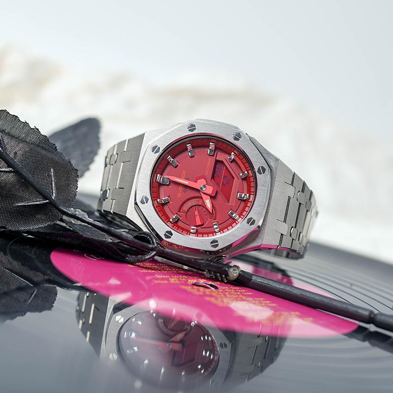 Casio Мужские часы Red Series GA-2100-4A с жидкокристаллическим и аналоговым двойным дисплеем(Watch8--)