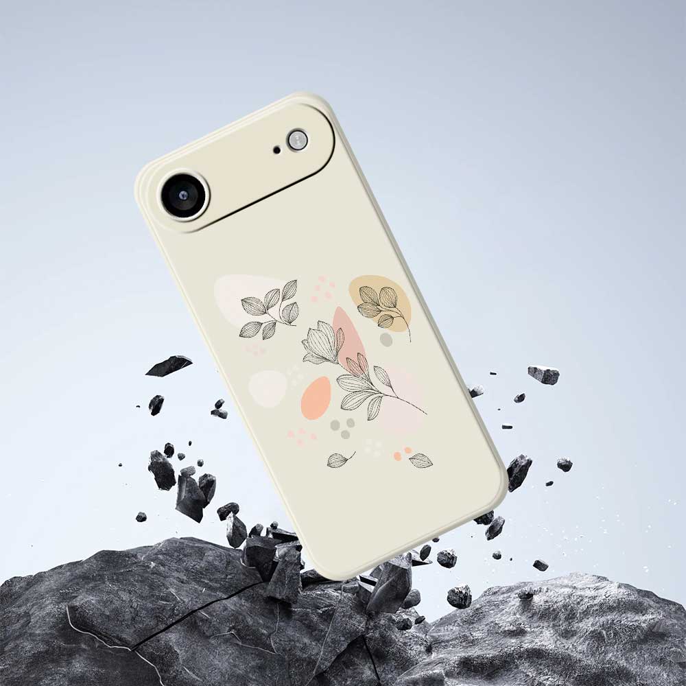 For iPhone 17 Air Case Sketch Leaves Pattern Printing Straight Edge TPU Phone Back Cover