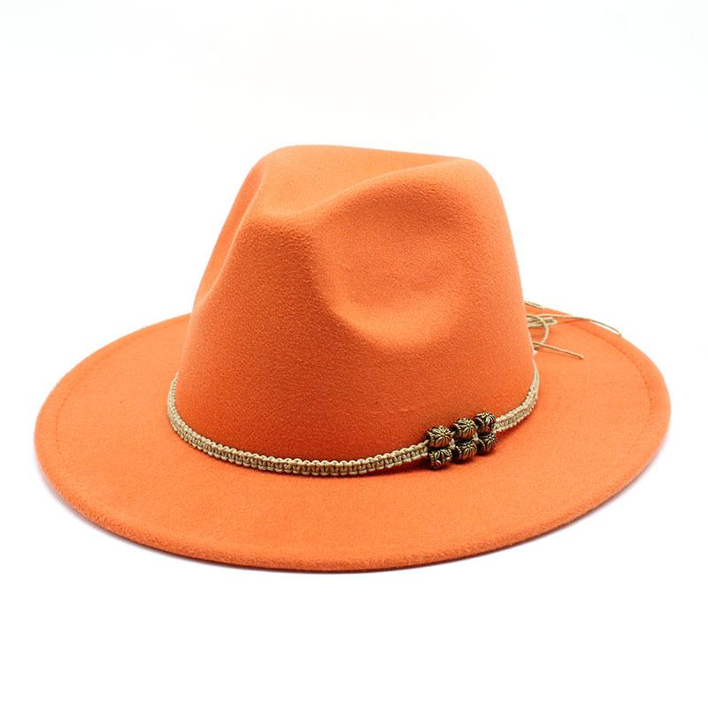 Autumn and winter British style men and women's new jazz woolen hat big eave hat classic fashion woolen hat