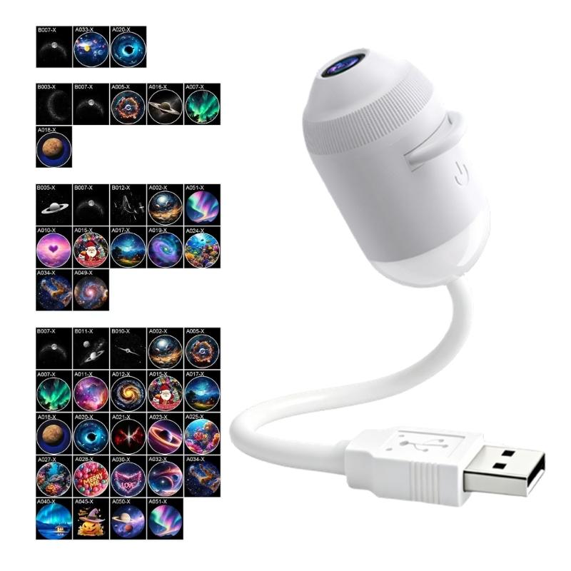 360-градусная ручная вращающаяся проекционная лампа ABS с питанием от USB, автомобильная звездная лампа для потолка с прозрачной пленкой галактик
