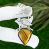 925 Silver Pear Natural Tiger Eye Bezel Boho Daughter Birthday Pendant Jewelry
