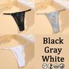 3PCs Low Waisted G-String Women American Lace Lady Cotton-Back Breathable Sheer Thin Strap Metal Thong