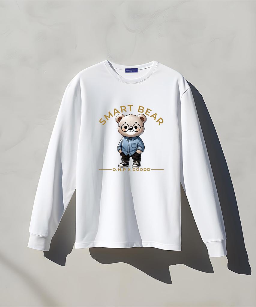 OHP Ohpxgoodd4 Умный Медведь Футболка с длинным рукавом и круглым вырезом
