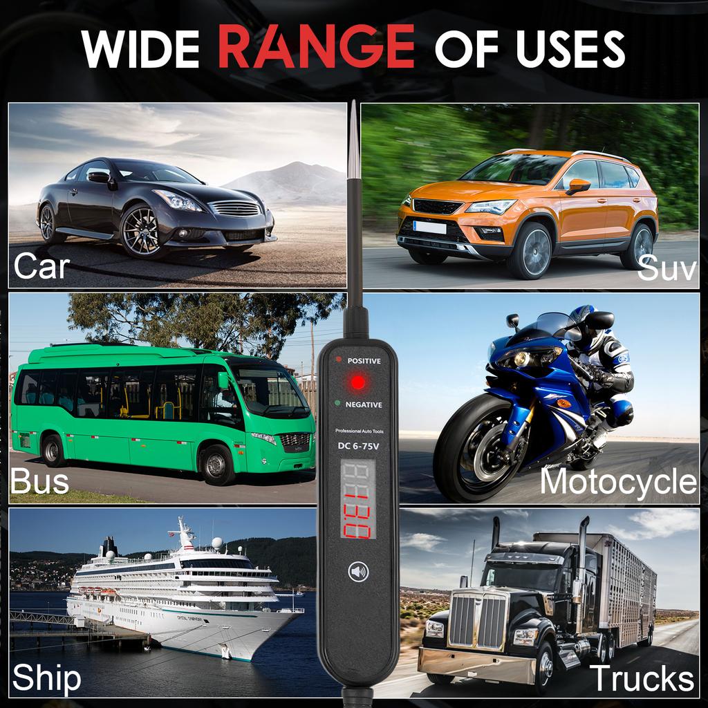 Automotive Electrical Tester Pen 4-60V DC High Precision Car Circuit Probe Pen Portable Car Short Circuit Finder Battery Test