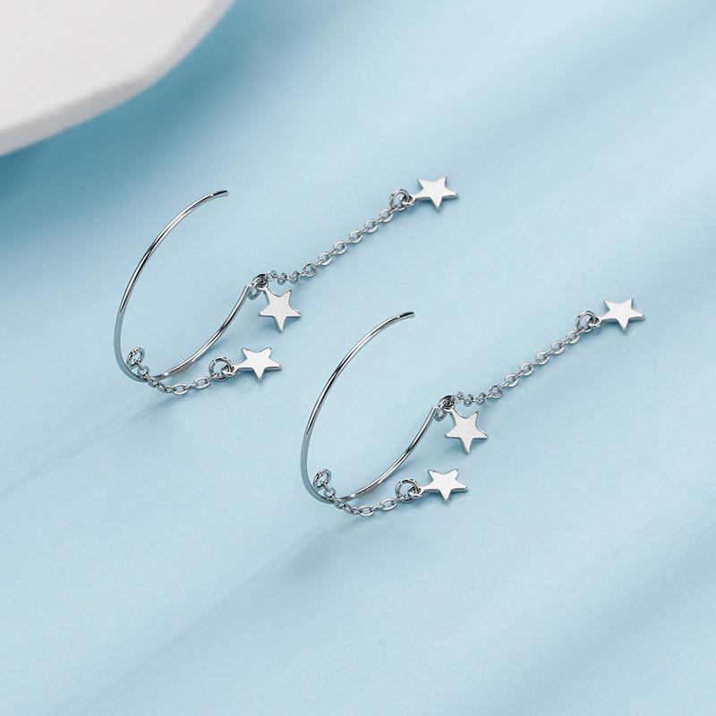 Серьги-кисточки с двойной звездой, женственность, простота и универсальность, индивидуальность, длинные серьги-крючки в форме С от Ins Wind Meteor