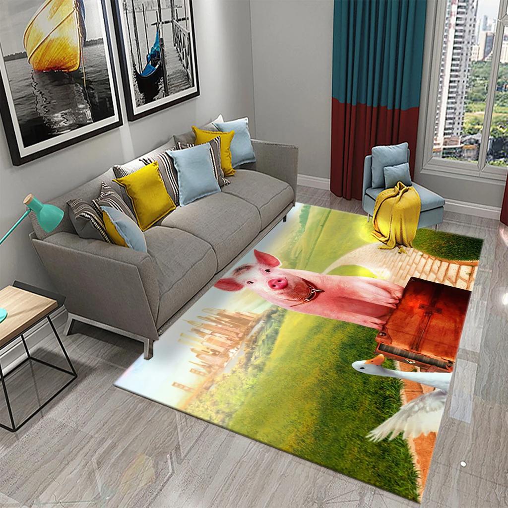 Милый мультяшный ковер с изображением свиньи, прекрасный коврик для пола с животным для декора ванной комнаты, ковер противоскользящий для гостиной, кухни, спальни, коврики-придверные коврики