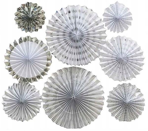Decorative Silver Rosettes Communion Wedding 8 pcs