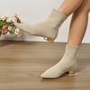 Французские Эластичные Ботильоны Новые Осень Зима 2025 Остроносые Flyweave Дышащие Нескользящие Узкие Носки Сапоги