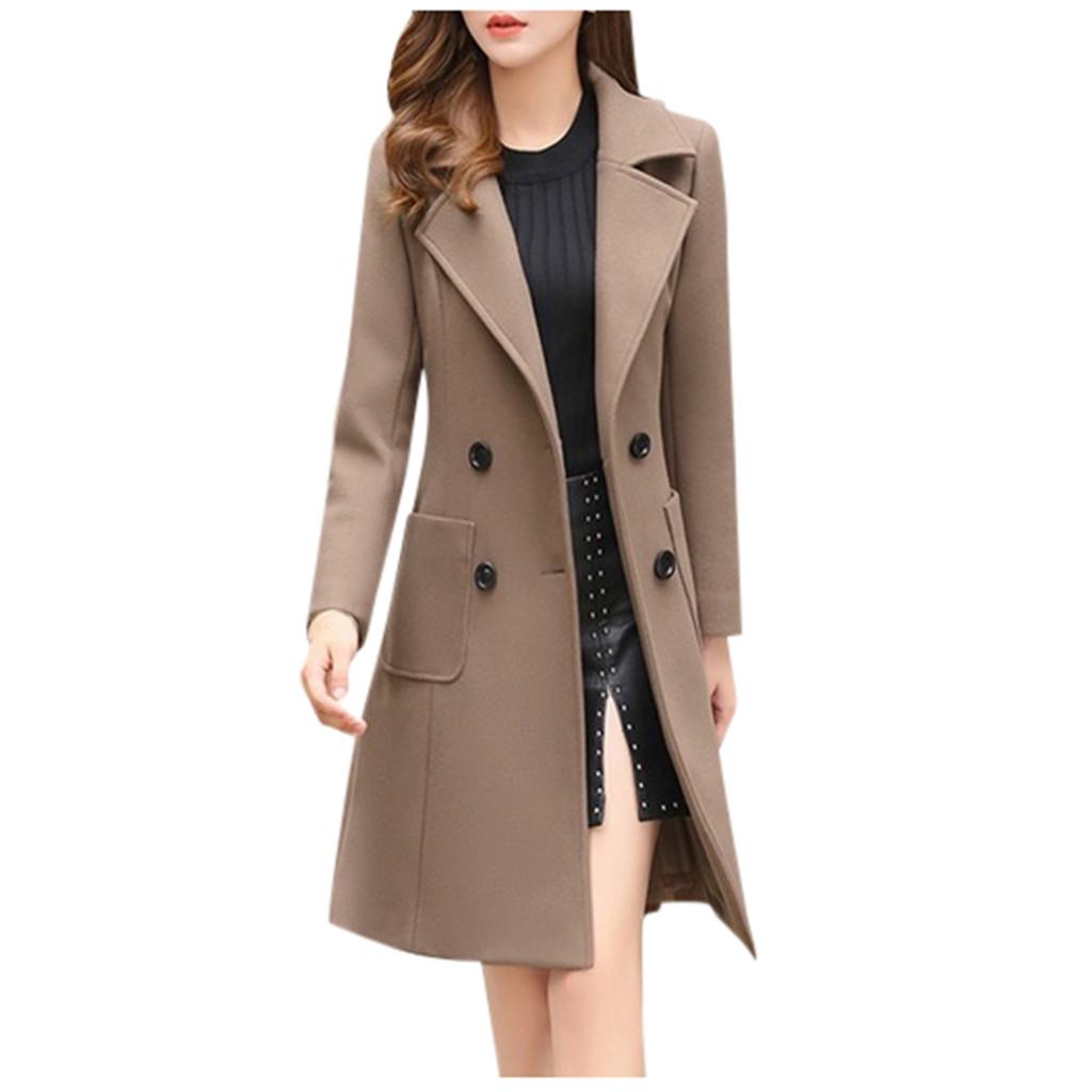 Женский зимний длинный плащ на пуговицах с лацканами, куртка, женское пальто, верхняя одежда
