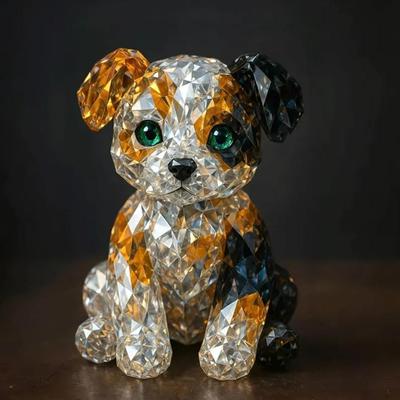 Милая коллекция фигурок животных из хрусталя ручной работы: кошка, собака. Прочная стеклянная статуэтка животного. Хрустальное произведение искусства для декора дома и офиса.