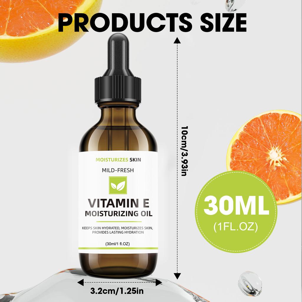 Vitamin E Facial Oil Deep Hydrating and Nourishing Skin Serum for Fine Lines and Radiance 30ML Glass Dropper for Men and Women
