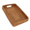 Serving Basket Tray with Handles Rattan Rectangle Large Capacity Durable Decorative Tray for Fruits Dessert Kitchen