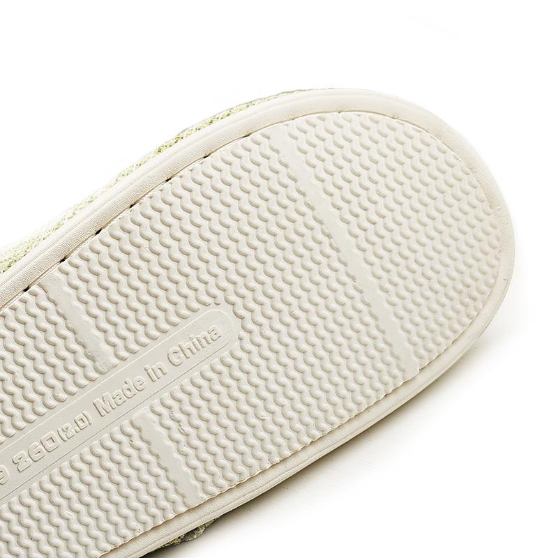 Летние модные милые женские льняные тапочки на толстой подошве