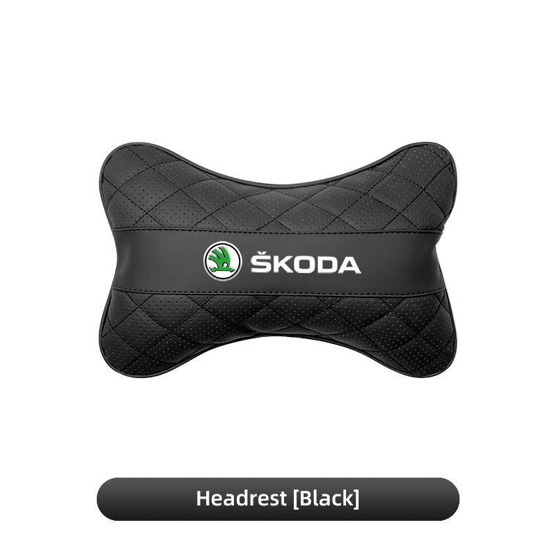 XLM4 1 шт. Кожаная автомобильная подушка-подголовник на спинку сиденья для Skoda Octavia Superb Rapid Kodiaq Karoq Fabia Kamiq Enyaq Citigo Yeti Scala