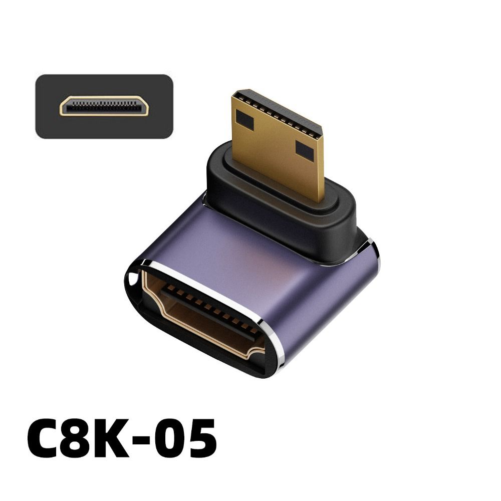 90 градусов Мужской на Женский HD 2.1 Mini / Micro HD в HDMI-совместимый конвертер 8K 60HZ HDTV адаптер