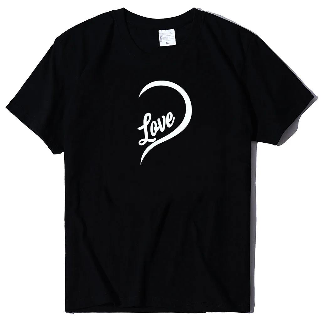 Splicing One Love Heart Print Парная футболка с коротким рукавом и круглым вырезом, свободная футболка King Queen, футболка для влюбленных, топы, женская одежда