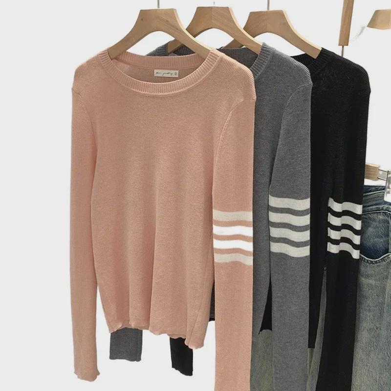 2024 Women's High-End Striped Wool Sweater for Early Autumn