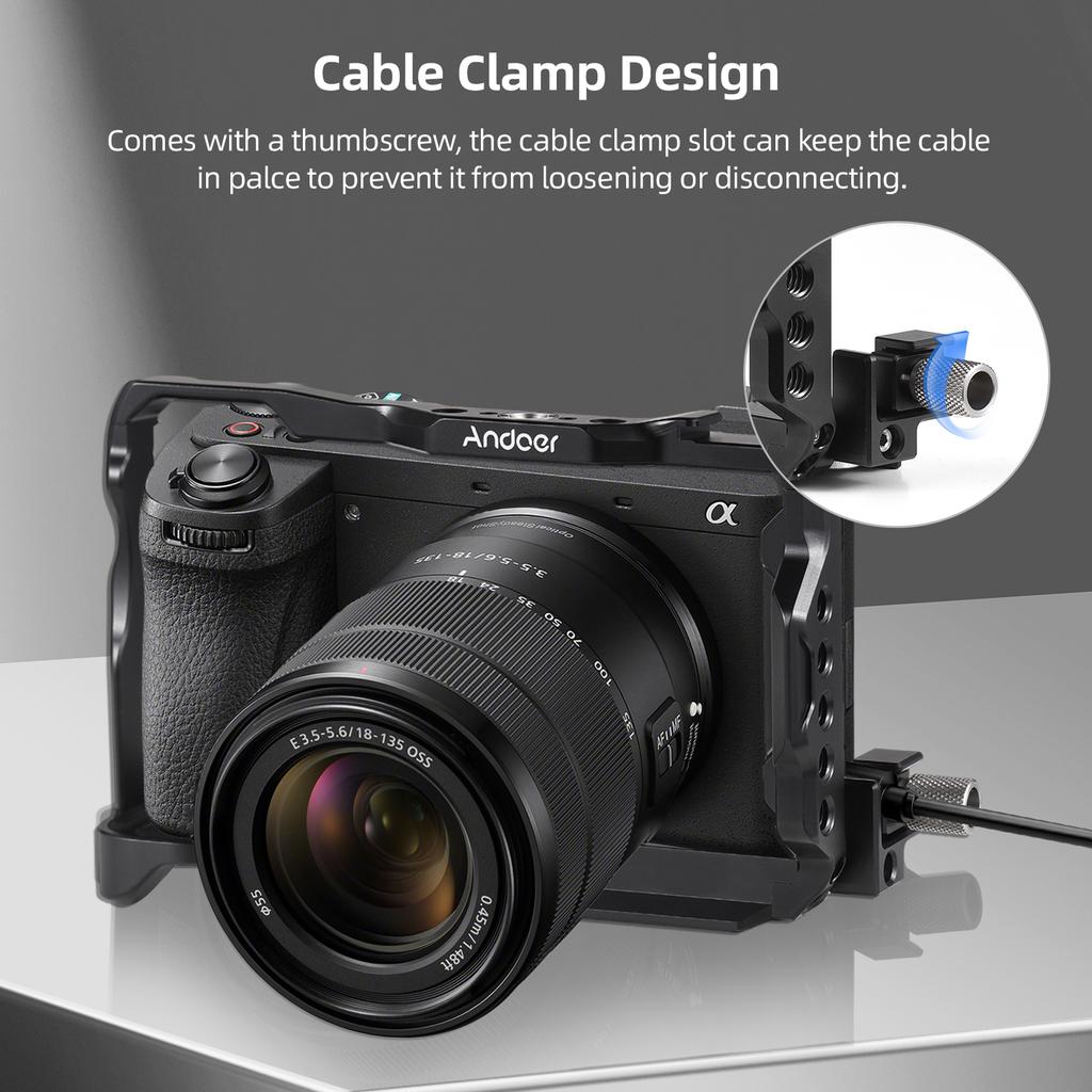 Andoer Клетка для камеры Видеоклетка для камеры из алюминиевого сплава с гнездом для магнитного ключа Крепление для холодного башмака Arca
