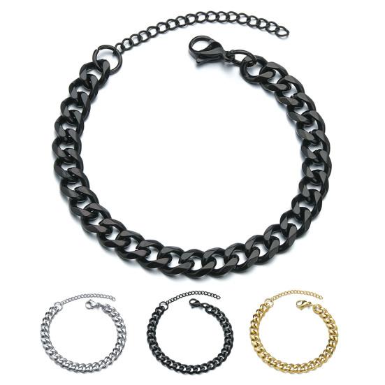 Мужской браслет-цепочка из нержавеющей стали с геометрическим кубинским звеном в стиле хип-хоп, ювелирные изделия
