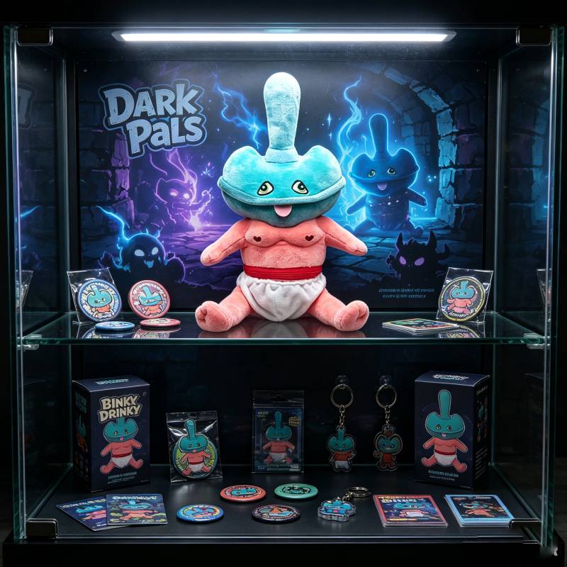 Плюшевая игрушка Dark Pals Binky Drinky из мягкого полиэфирного волокна для взрослых
