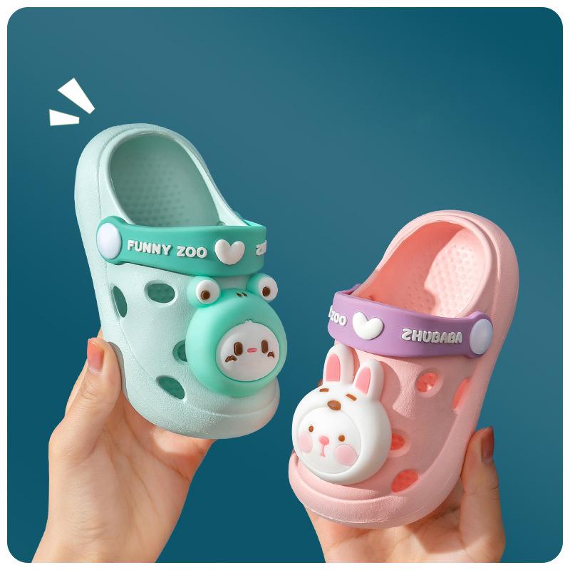 Обувь с рисунком аниме, кавайные сандалии и тапочки с розовым кроликом и уткой, милые домашние тапочки с мягкой подошвой, детская обувь с открытыми отверстиями, игрушка в подарок