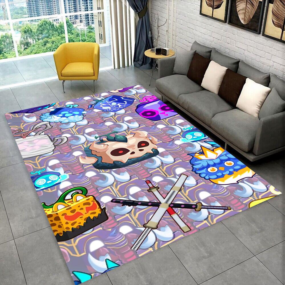 3D B-Blox Fruit Cartoon Game Gift Carpet Rug for Living Room Bedroom Home Sofa Decoration,kids Play Non-slip Floor Mat