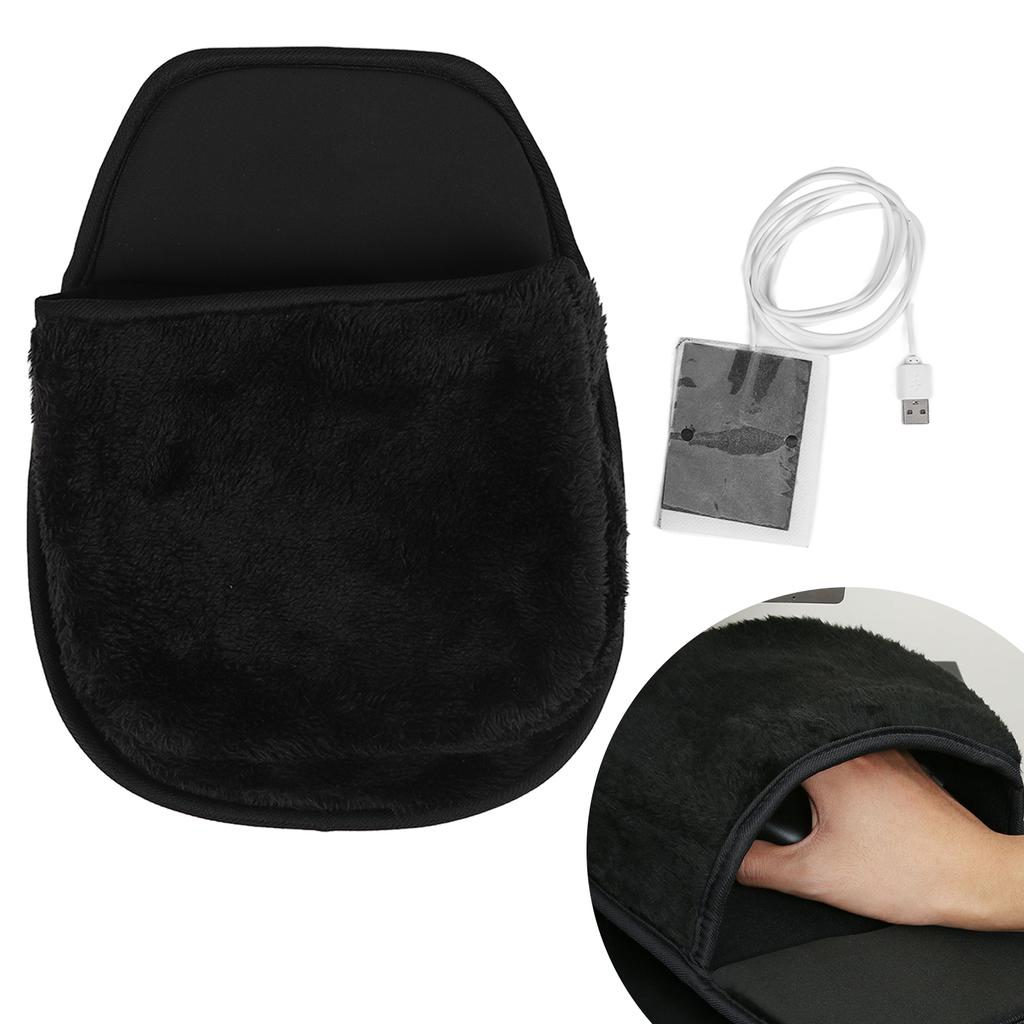 USB Heated Computer Mouse Pad Hand Warmer Roomy Hand Warming Mouse Pad Desk Accessories for Men and WomenBlack