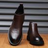 Модные британские винтажные мужские ботинки из коровьей кожи с высоким берцем, хлопковые деловые повседневные ботинки на платформе, мужские осенне-зимние туфли-броги для мужчин