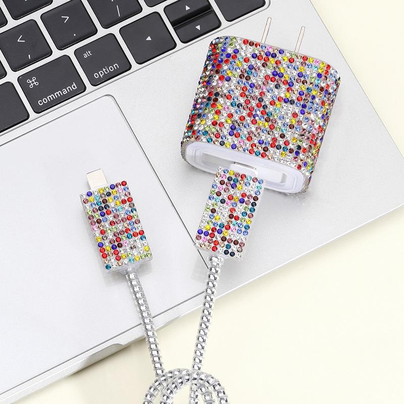 Защитный чехол для кабеля и головки зарядного устройства Sparkle Diamond для зарядных устройств Apple 20 Вт - Защита от укусов проводов