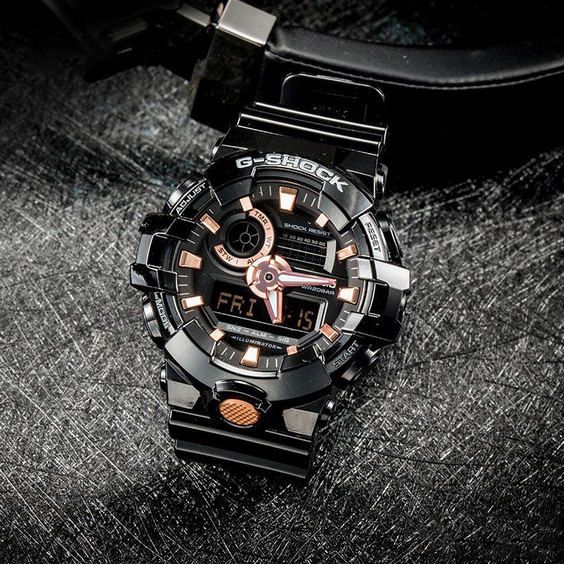 Casio Мужские часы с двойным дисплеем (жидкокристаллический/аналоговый) Серия Черные GA-710GBX-1A4PR