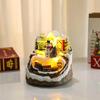 666  Christmas House Village Rotating Scene Ornament LED Lighting Santa Claus Snow Figurine Electric Music Box Xmas Decor