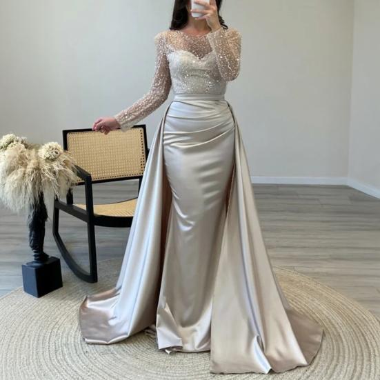 Платье макси с длинным рукавом из прозрачной сетки с пайетками для женщин, свободное блестящее А-силуэтное длинное платье, формальное коктейльное вечернее платье