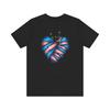 Trans Pride Furry Heart T-Shirt, LGBTQ+ Floral Graphic Tee, Artistic Pride Apparel, Heart Design Gift, Softstyle Streetwear