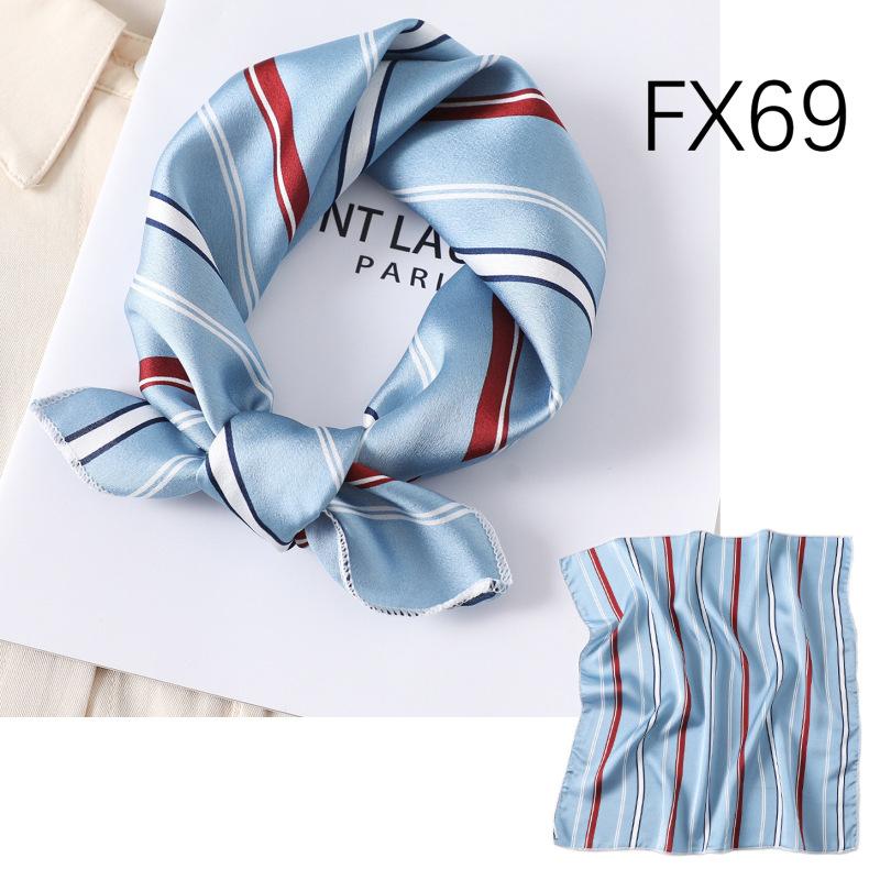 New Small Square Scarf for Women, Printed Silk Scarf, Decorative Neckerchief, Cartoon Animal Plaid Striped Scarf