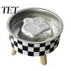 Non Slip Cat Feeding Station Elevated Bowl, Removable Stainless Steel Inner Slow Feeder Food Bowl with Non-slip Stand for Cats Small Dogs Neck